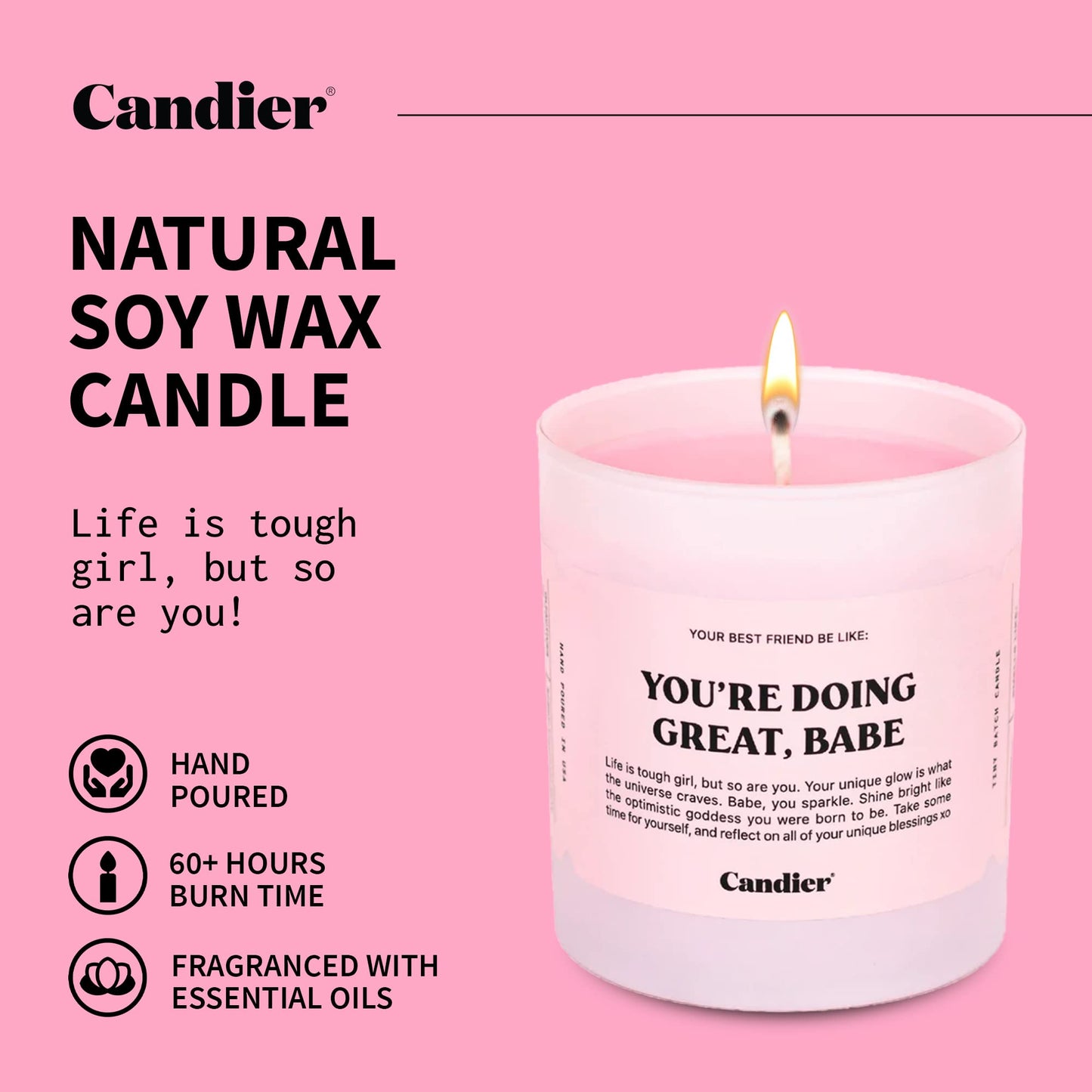Ryan Porter “You’RE Doing Great, Babe” Candle - 100% Natural & Vegan - Made of Hand-Poured Soy Wax & Cotton Wick - Smells Lavender, Herbs, Sandalwood - Paraben, Phthalate, Lead-Free Decor Candle