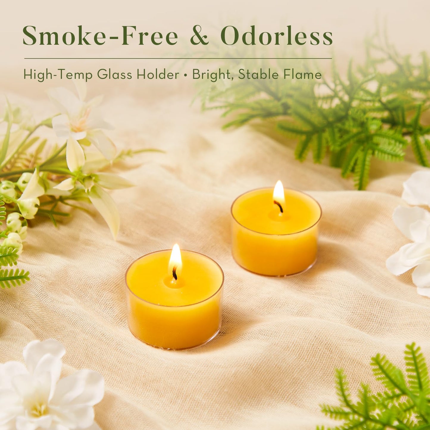 Ashlux 6 Hours Beeswax Tealights Candles, 12 Packs Pure Beeswax Tea Lights