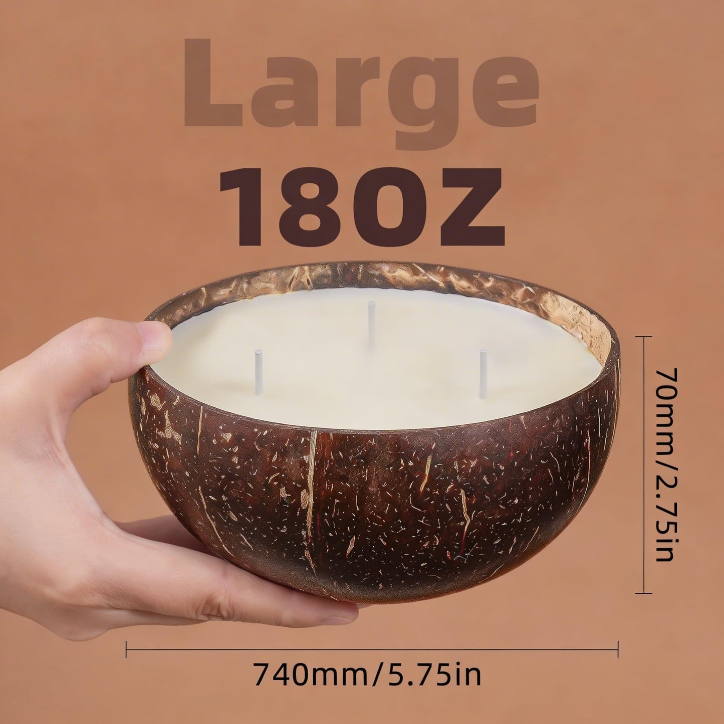 Viyffo Creamy Coconut Scented Candle, Large 18oz 3 Wick Non Toxic Soy Candles, Natural Coconut Shell Candle for Home, Soft & Creamy Aromatherapy for Relaxation & Spring Décor, Gift for Women & Men