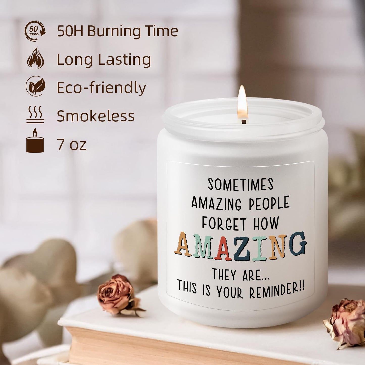 KLL Gifts for Women - You're Amazing Candle - Mothers Day Gifts, Christmas Gift for Women, Birthday, Thank You Inspirational Appreciation Gift for Woman Mom Coworker Sister Wife - Lavender Scented