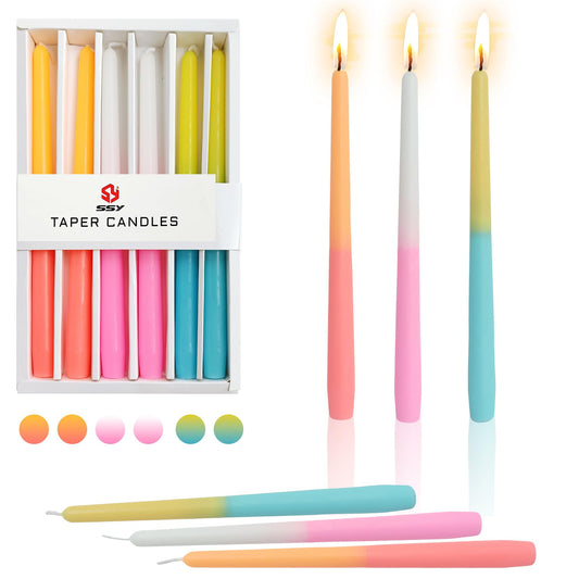 Gedengni Colorful Candles Dripless Candle Sticks - 6pcs Gradient Taper Candles Rose Tapered Candlesticks Aromatherapy Candles for Home Dinner Party Decor Idea (8S-Rose)