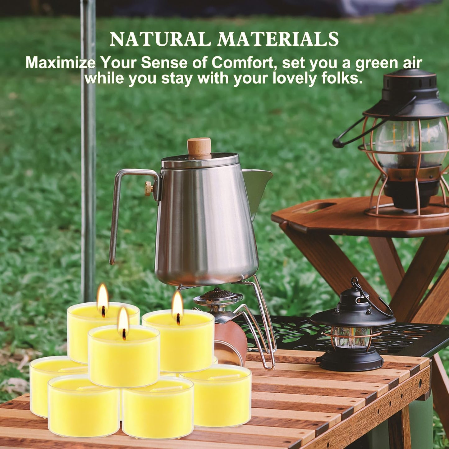 50 Pack Clear Tea Lights Candles Bulk, Summer Citronella Candle Outdoor and Indoor, for Birthday Emergency Home Garden(8 Hour, Yellow)