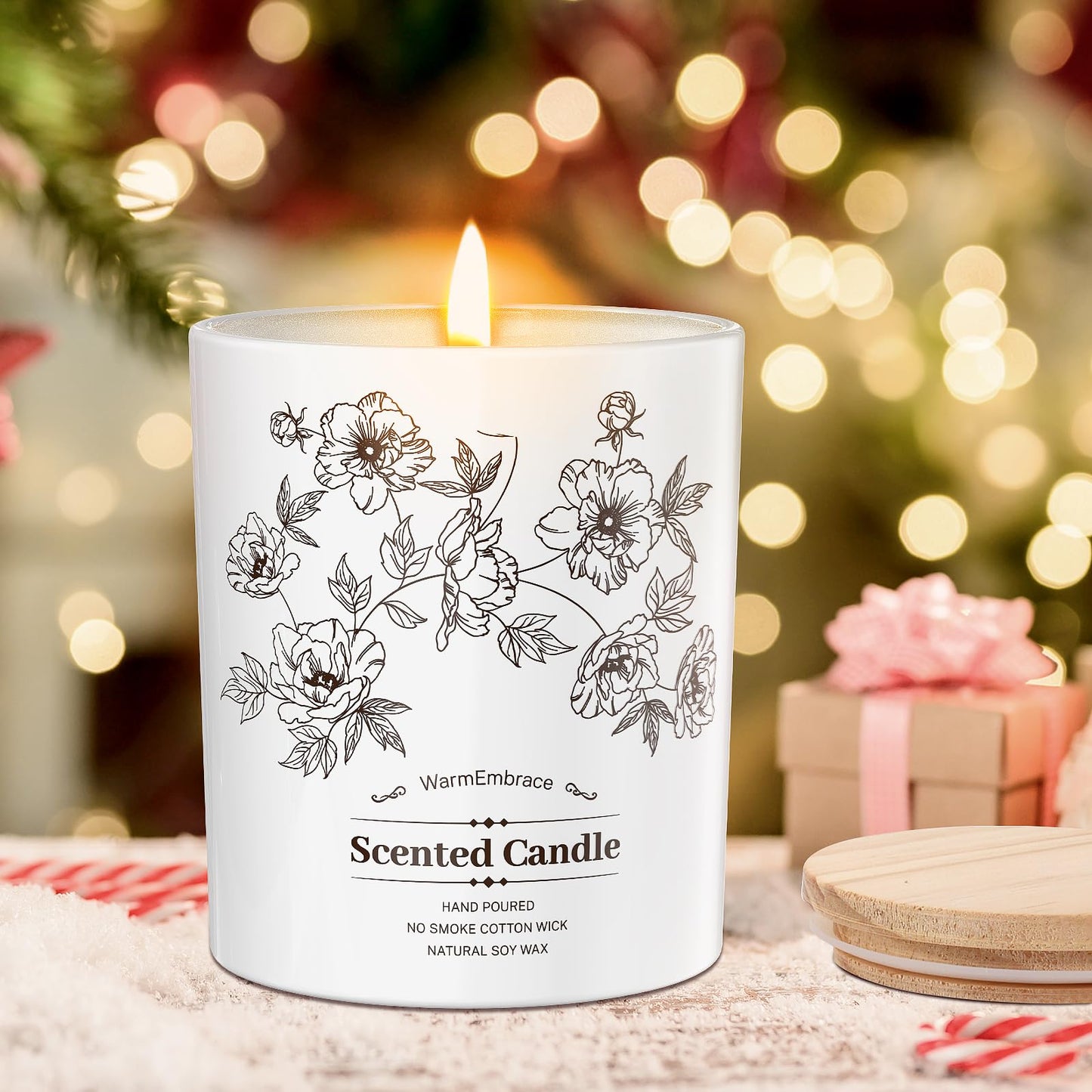 Deluxe Scented Candle for Women & Men, Vanilla Coconut Soy Wax Candle, 8 Oz Jar Candle for Home, Scented-60 Hours Long Lasting Burning, Suitable Gift for Mom