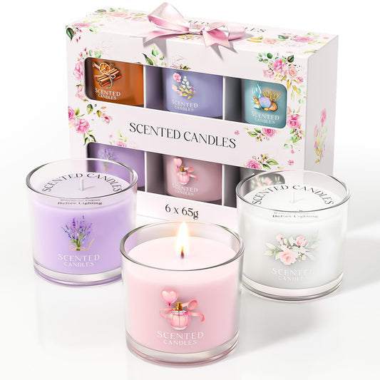 CHILLFLAME Scented Candles, Scented Candle Gift Set for Stress Relief, 6 Votive Candles for Women and Men, Birthday Candle Gifts for Women, Christmas Candles for Women (6 Colors, 14 oz)