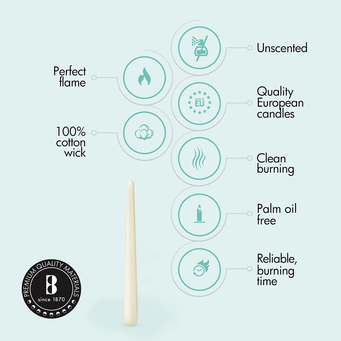 BOLSIUS Long Household Ivory Taper Candles - 10-inch Unscented Premium Quality Wax - 8 Hour Long Burning Dripless Candles Bulk Pack of 30 for Home Decor, Wedding, Parties and Special Occasions
