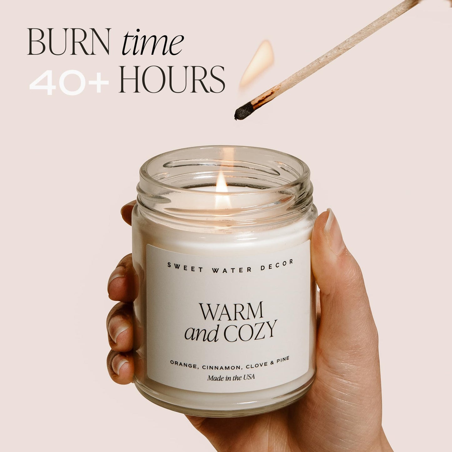 Sweet Water Decor Fraser Fir Candle - Evergreen, Cedar, Winter Holiday Scented Soy Christmas Candles for Home - 9oz Clear Jar, 40 Hour Burn Time, Made in the USA