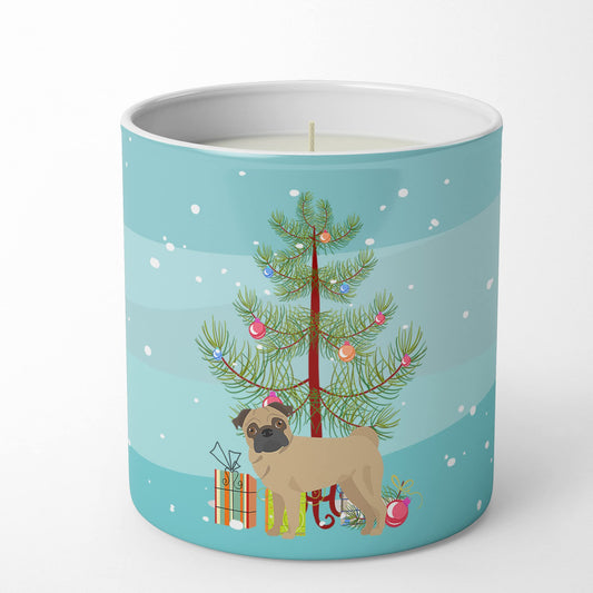 Caroline's Treasures CK3481CDL Pug Christmas Tree 10 oz Decorative Soy Candle Nature Soy Wax Essential Oil Home Decor Ideal for Bedroom Kitchen Bath Office Gift, 10 oz