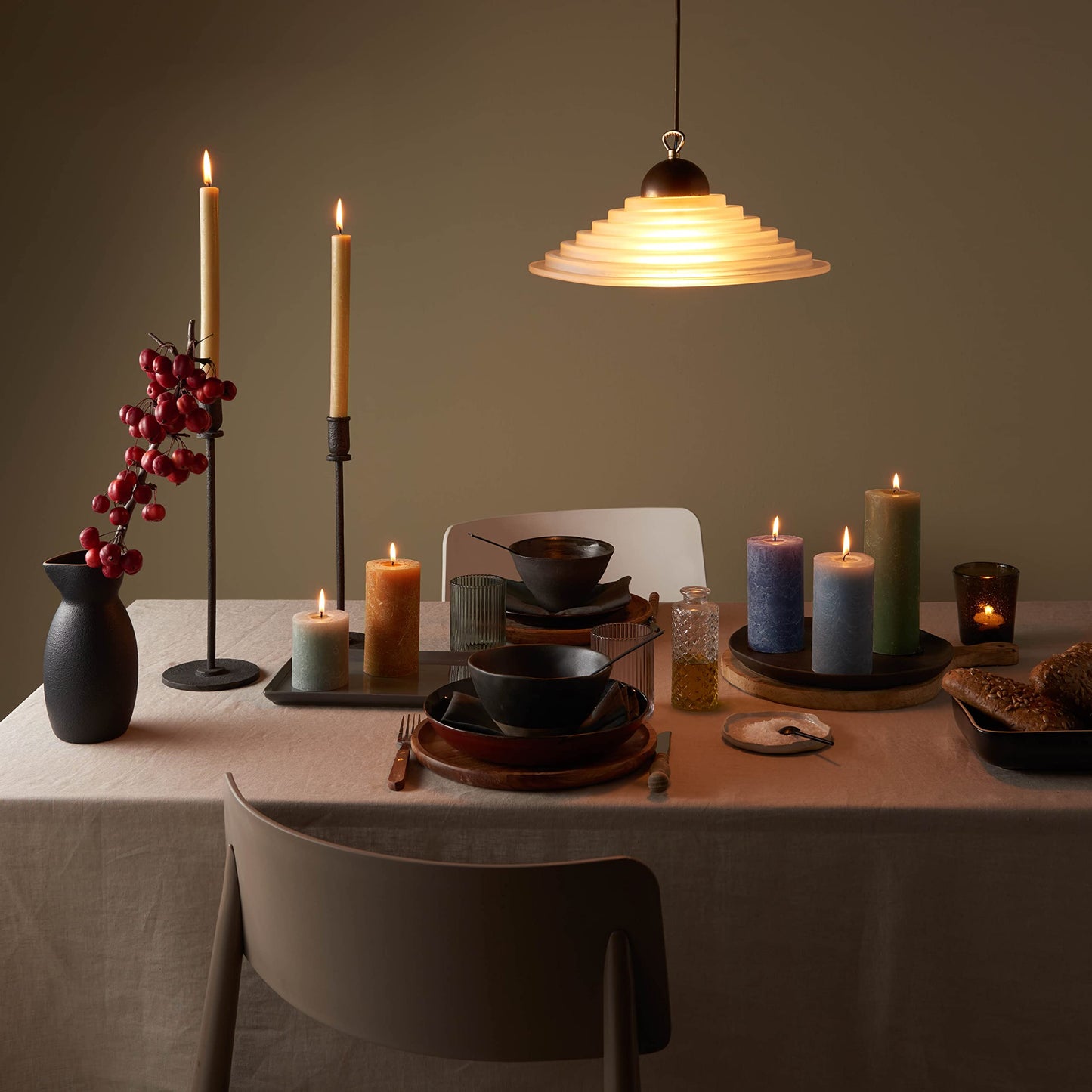 Bolsius Rustic Dinner Candles - Jade Green - Pack of 9 - Long Burning Time of 13 Hours - Household Candle - Interior Decoration - Unscented - Natural Vegan Wax - 27 x 2.3 cm