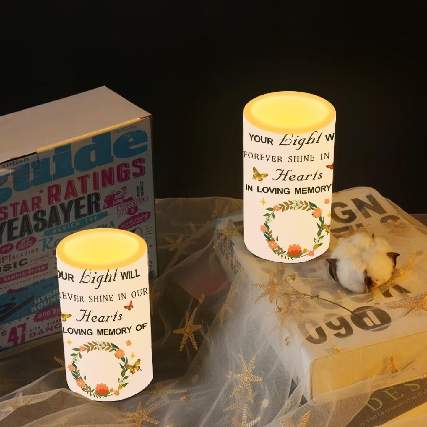 Luarisgur Personalized LED Memorial Candle for Loss of Loved One 2 Pack 6 x 3 inch Flameless Candles Pink Battery Operated Candles with Multicolor Timer Remote Control Flameless LED Fake Candles