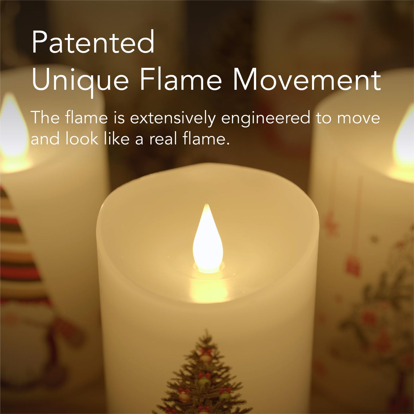 Softflame Christmas Flameless Candles with Remote Control, 3"x 5"Battery Operated Flickering 3D Wick Real Wax Pillar Christmas Gnome Candle