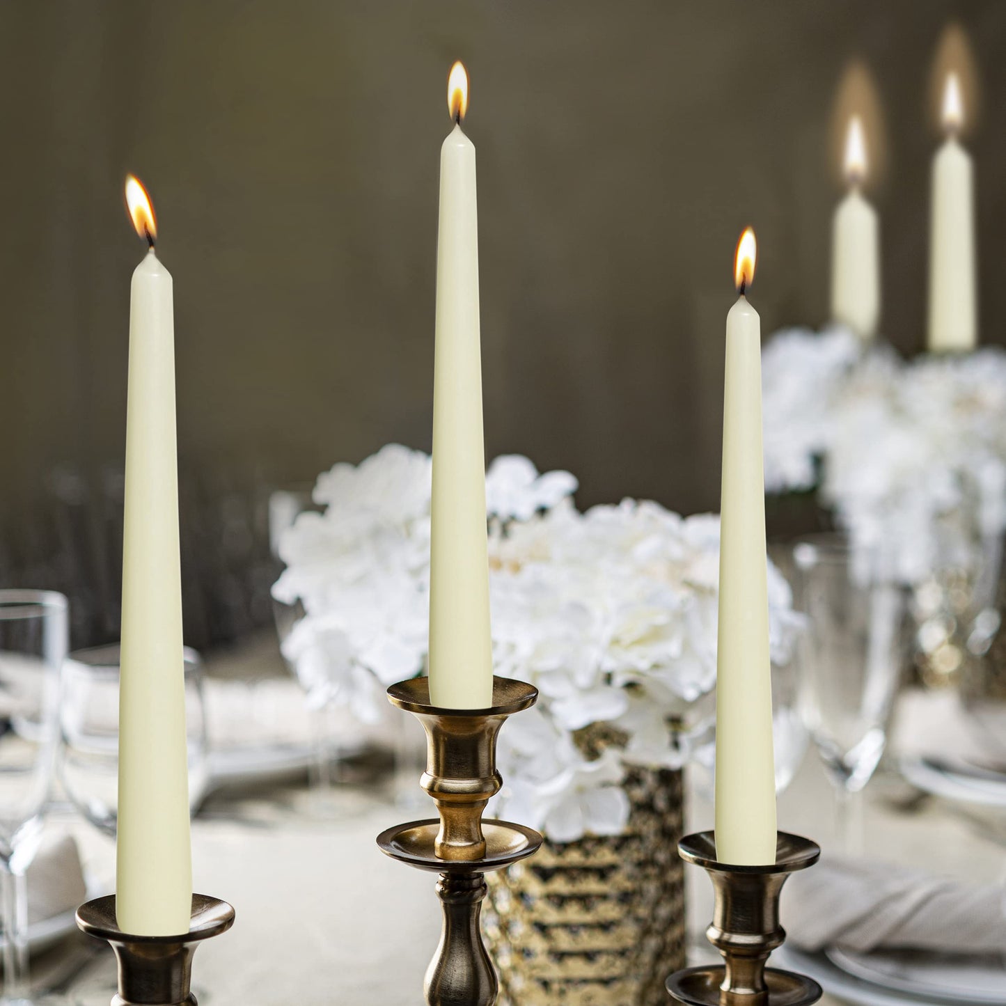 BOLSIUS Long Household Ivory Taper Candles - 10-inch Unscented Premium Quality Wax - 8 Hour Long Burning Dripless Candles Bulk Pack of 30 for Home Decor, Wedding, Parties and Special Occasions
