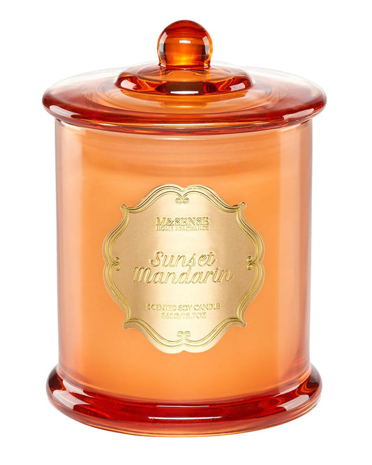 M&SENSE Citrus Candles for Home Scented, Natural Organic Soy Candle 12.7oz 75 Hour Long Lasting Slow Burning, Mandarin Fragrant Double Wick Jar Candle Fresh Smelling for Bathroom