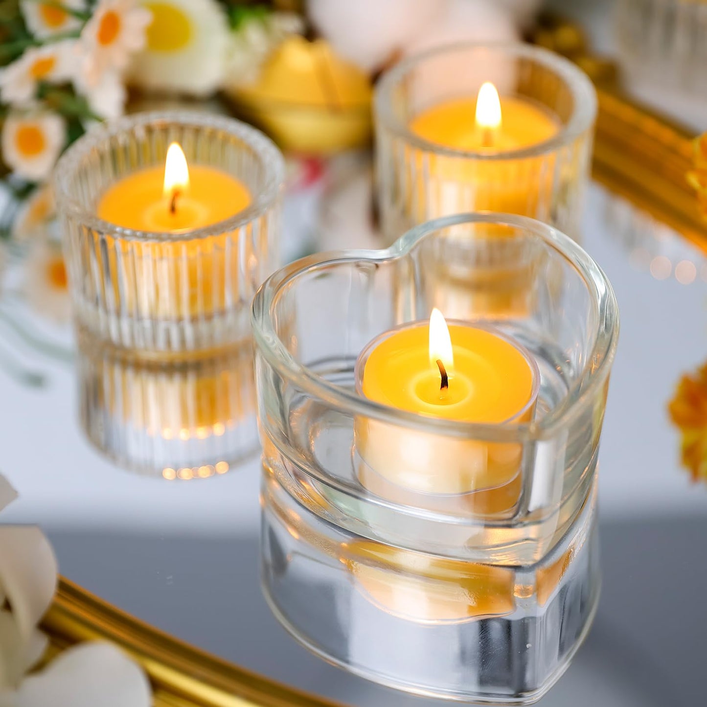 6 Hours Beeswax Tealight Candles Bulk, 40 Packs 100% Pure Beeswax Tea Lights Candle in Clear Cup,Natural Scent Bees Wax Candles Smokeless Clean Burning for Wedding Church Home Decor, Air Purification