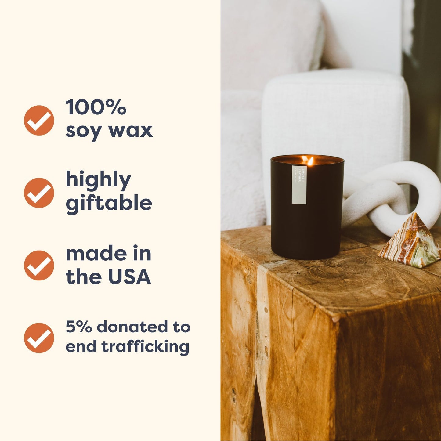 Calyan Wax Co. Vetiver & Tonka Scented Candle - 75 Hour Burn - Luxury Clean Soy Wax Candles - Long Lasting Black Tumbler Jar Candle for Home - 10.2oz