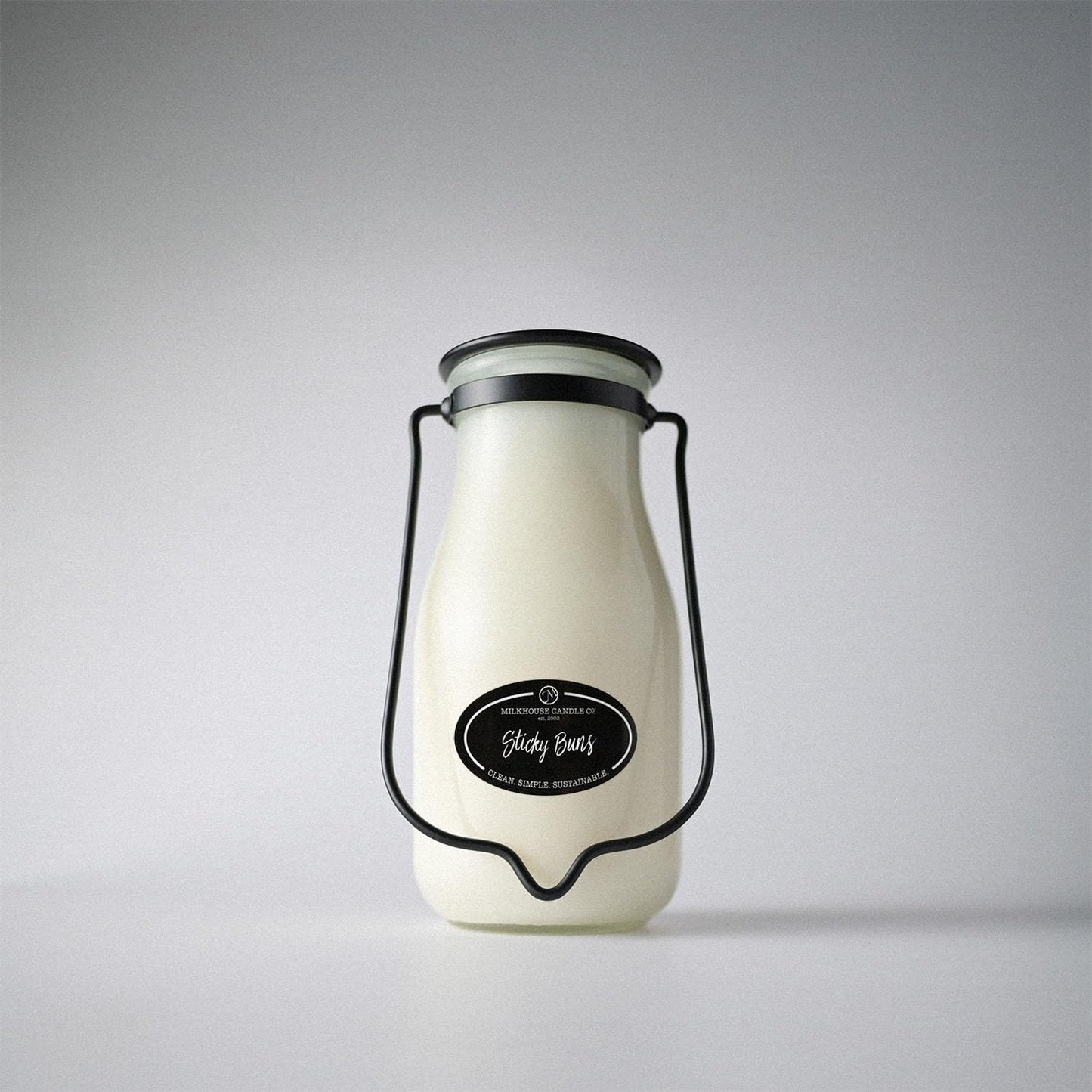 Milkhouse Candle Company Sticky Buns Soy Candle - Cinnamon | Buttery Dough | Vanilla Sugar Scented - 14 oz Milkbottle with Lid, 90+ Hour Burn Time, Made in the USA