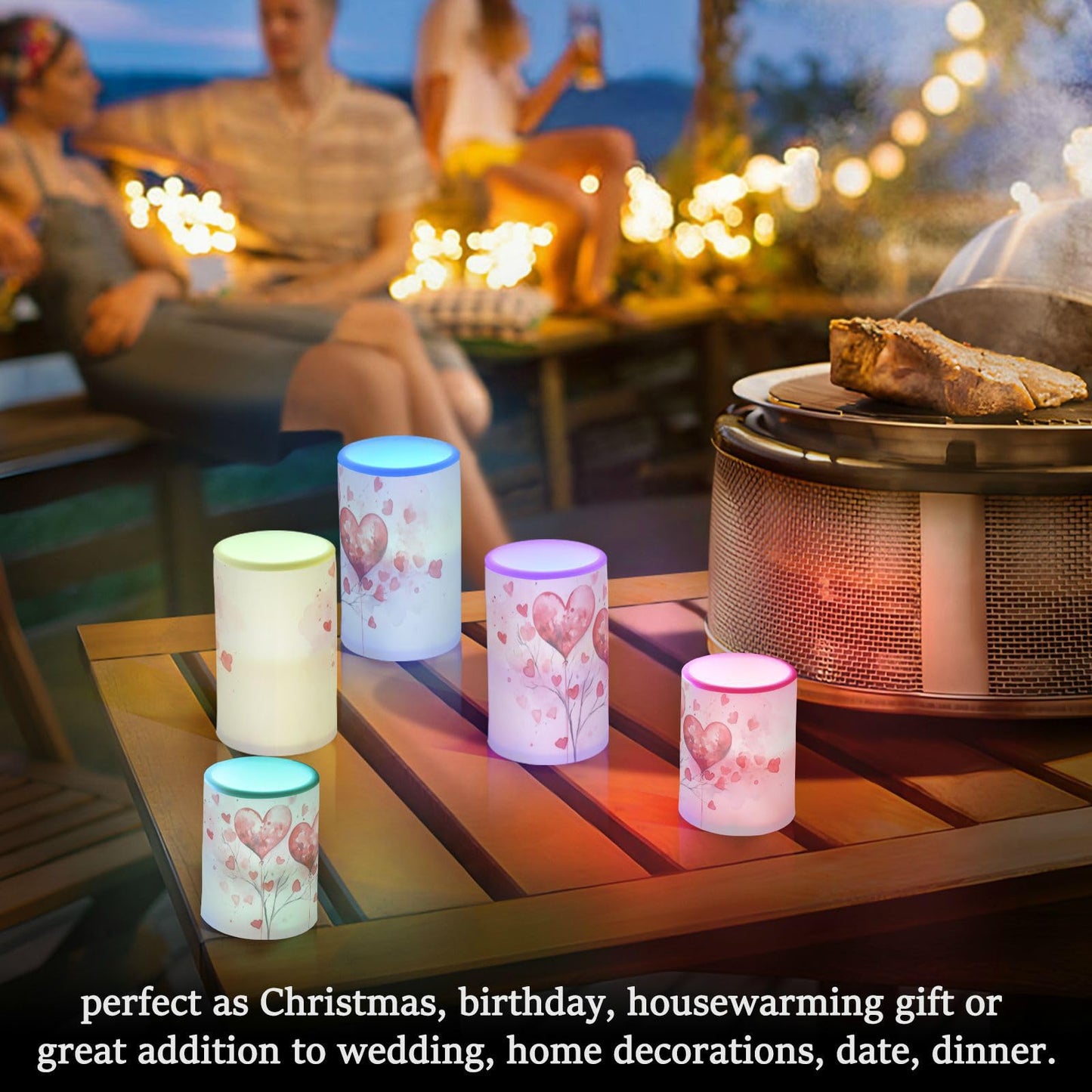 ALAZA Pink Hearts Flickering Flameless Candles Battery Operated with Remote Timer,Tea Light Candles LED Pillar Votive Candles Set of 2