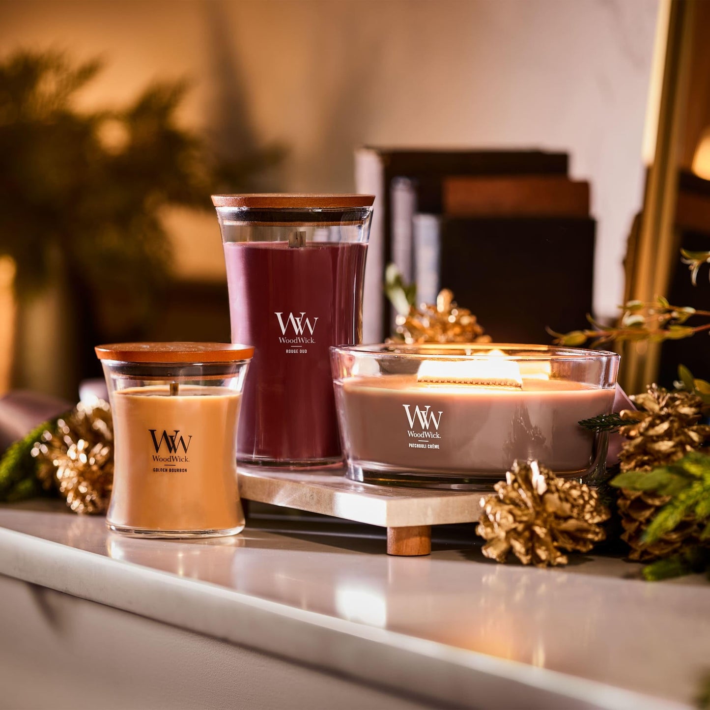 WoodWick Rouge Oud Gifts for Women and Men, 9.7 oz Medium Hourglass Candle with Crackling Wick