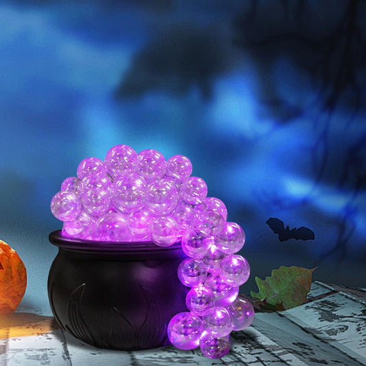 Halloween Decorations Indoor, DIY Bubbling Cauldron Set, 5in Black Plastic Witch Bowl and Plastic Iridescent Ball Decoration, Spooky Vintage Table Decor for Home Party, Room
