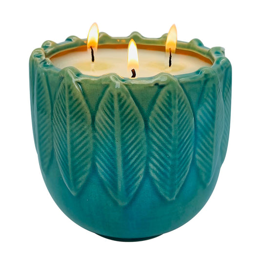 Citronella Candle Outdoor, 20oz 3-Wick Large Exquisite Ceramic Citronella Candle, Natural Essential Oils & Soy Wax Scented Candle, Indoor Outdoor Ambiance Enhancing Centerpiece Candles