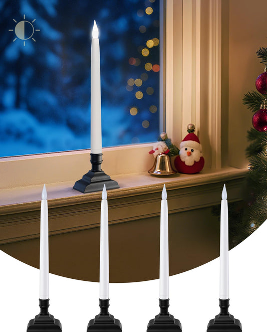 SURAIELEC Christmas Electric Window Candles, 8 Hours Timer Plug-in Window Candle, 1.7" Narrow Base Matte Black, Flameless Candle for Christmas Window, Mantel, Dining Table, UL Listed, Black, 6-Pack