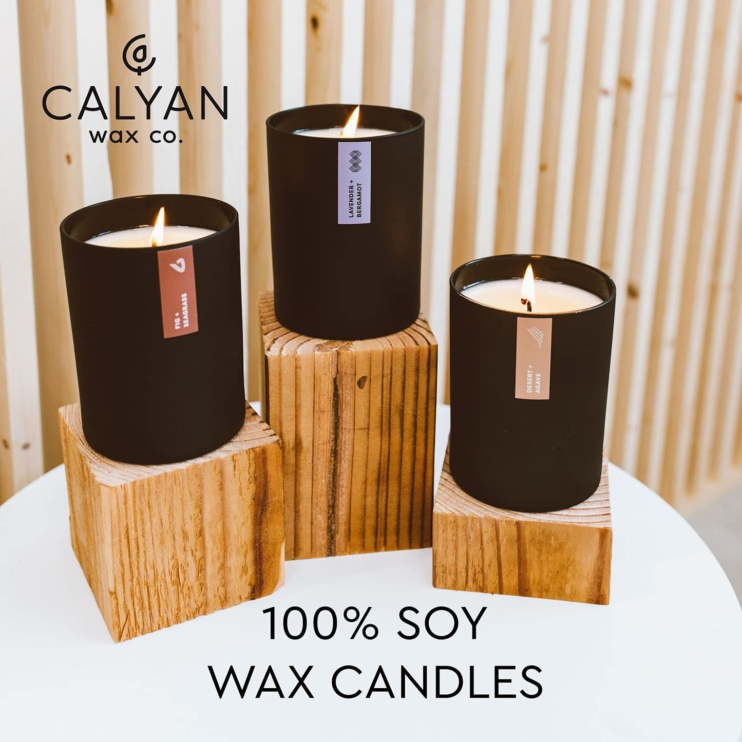Calyan Wax Co. Home & Holiday Scented Candle - 75 Hour Burn - Luxury Clean Soy Wax Candles - Long Lasting Black Tumbler Jar Candle for Home - 10.2oz