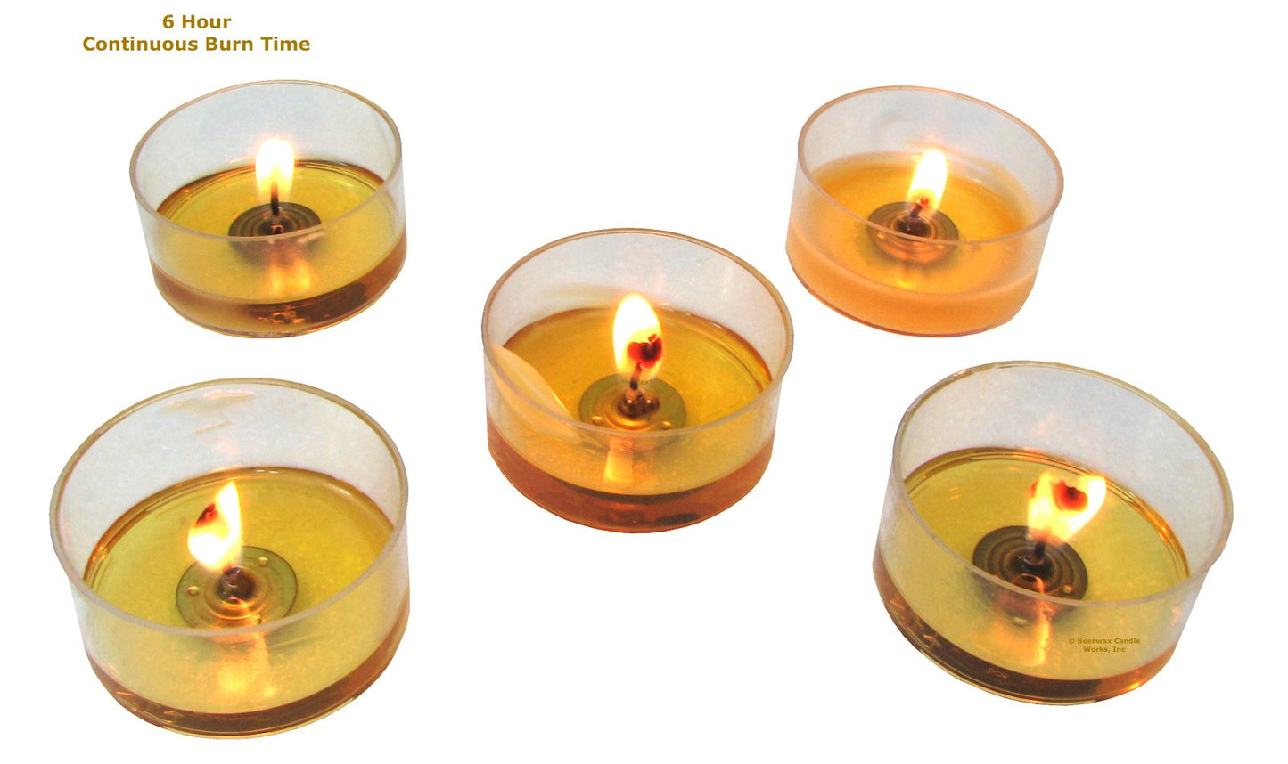 Beeswax Candle Works, 6-Hour Tea Lights (Pack of 27) Clear Cups, 100% USA Beeswax