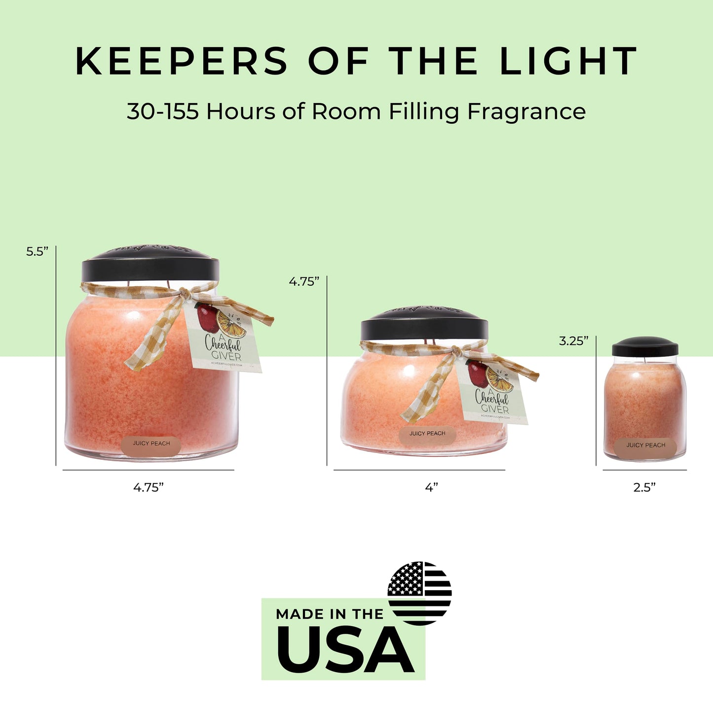 A Cheerful Giver - Juicy Peach Papa Scented Glass Jar Candle (34oz) with Lid & True to Life Fragrance Made in USA