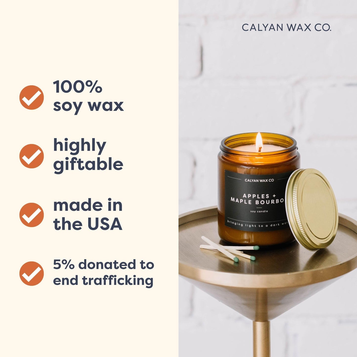 Calyan Wax Co. Evergreen & Eucalyptus Scented Candle - 57 Hour Burn - Luxury Clean Soy Wax Candles - Long Lasting Amber Glass Jar Candle for Home - 7.2oz