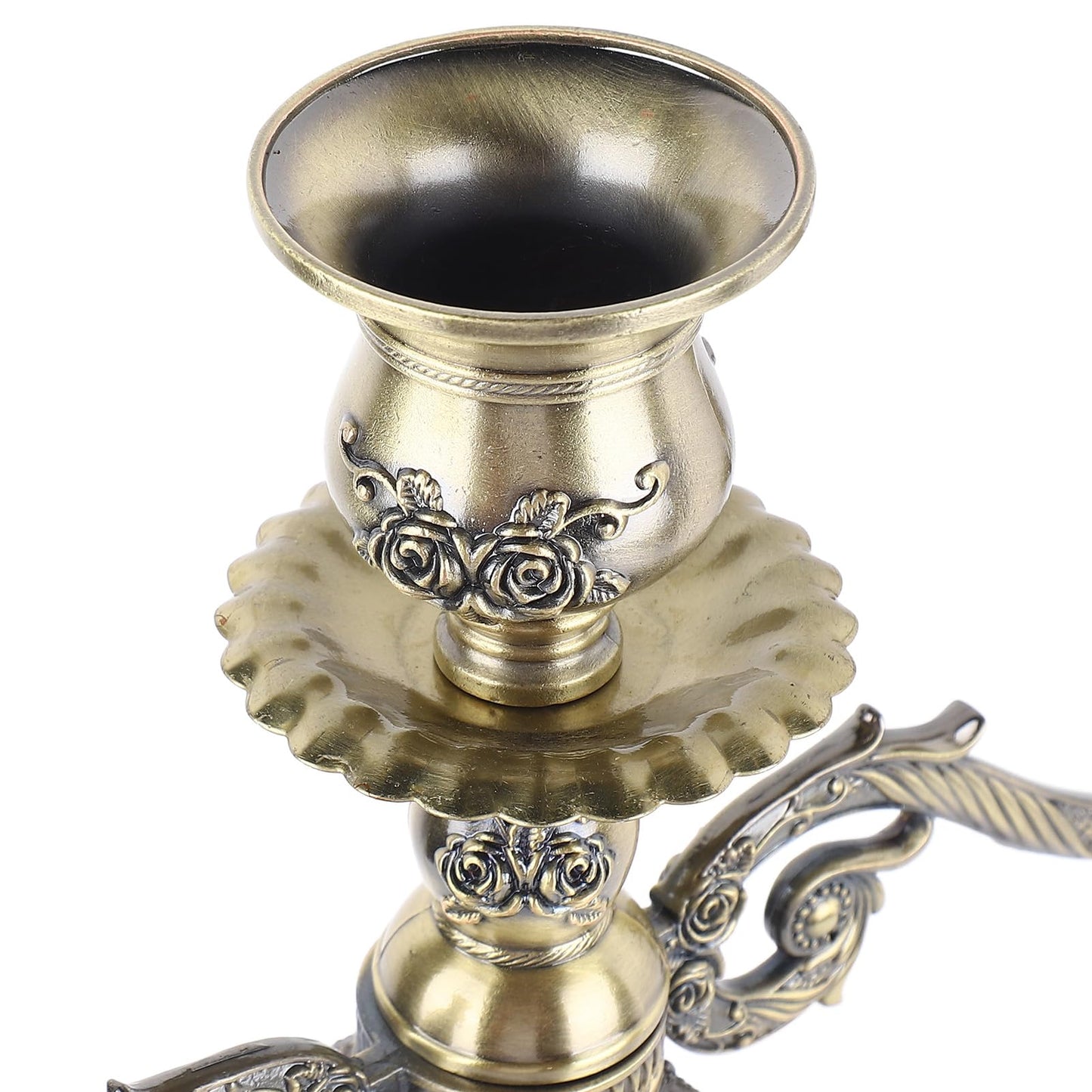 Tyenaza Metal Candelabra, European Style Retro Candlestick Holder Romantic Candle Holder Decoration Elegant Candle Stand for Wedding Dining Table Christmas Party Home Decoration (Bronze - 3 Heads)