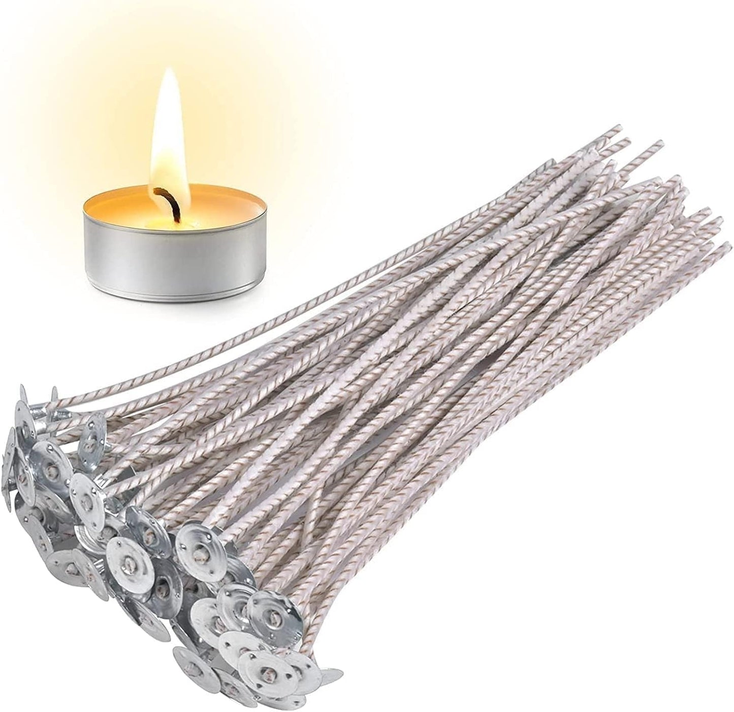 100pcs CD 16 Wicks for Soy Candles, 6 inch Pre-Waxed Candle Wick for Candle Making,Thick Candle Wick with Base