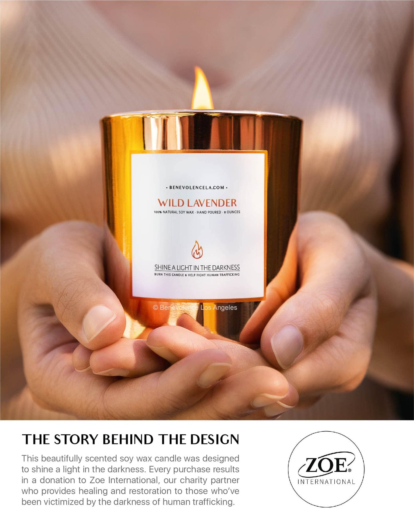 Benevolence LA Wild Lavender Wood Wick Candle | Soy Christmas Scented Candles for Home | Holiday Candle Gifts for Women and Men | Home Fragrance | Aromatherapy | Bathroom Freshener | 8oz, 45 Hour Burn