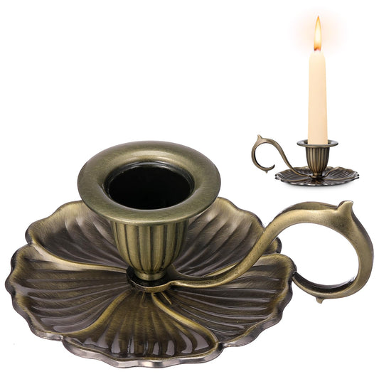 Antique Candle Stick Candle Holder, Vintage Candle Sticks Holder Decor - European Style Bronze Candlestick Holders with Handle for Party, Wedding Christmas, Dinner, Table Centerpiece, Home Decor