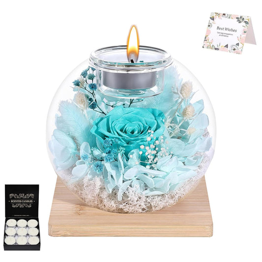 Gifts for Women Birthday Unique-Long-Lasting Real Flowers in Glass Dome Scented,Mother's Day Valentine Christmas Thanksgiving Birthday Gift for Women Mom Girlfriend Wife Home Decor (Nilan)