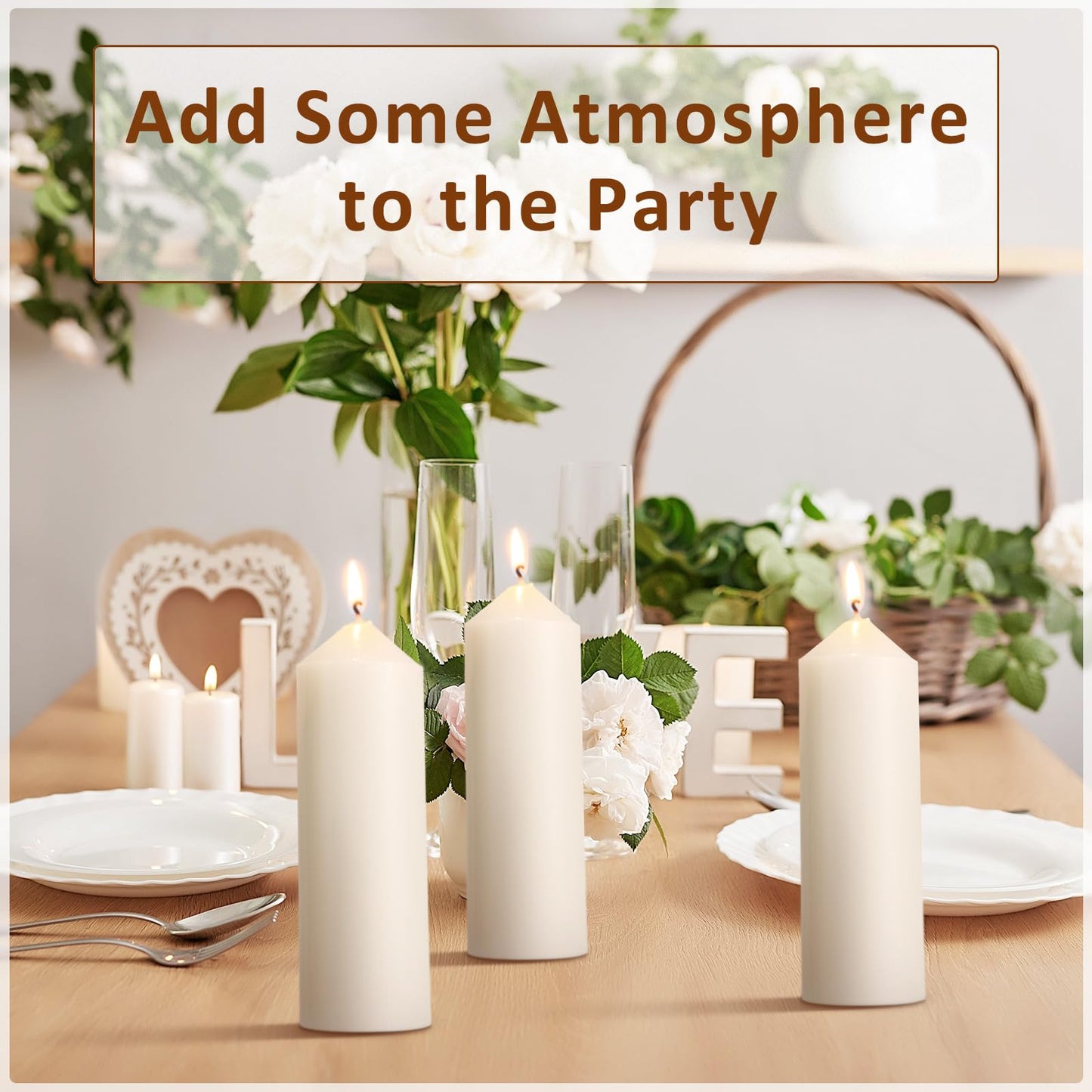 MTLEE 40 Pcs Ivory Pillar Candles Bulk 2 x 6 Inches Dripless Unscented Wax Long Burning Smokeless Clean Burning Decorative Candles for Weddings Parties Dinners Spa Bath Home Decor