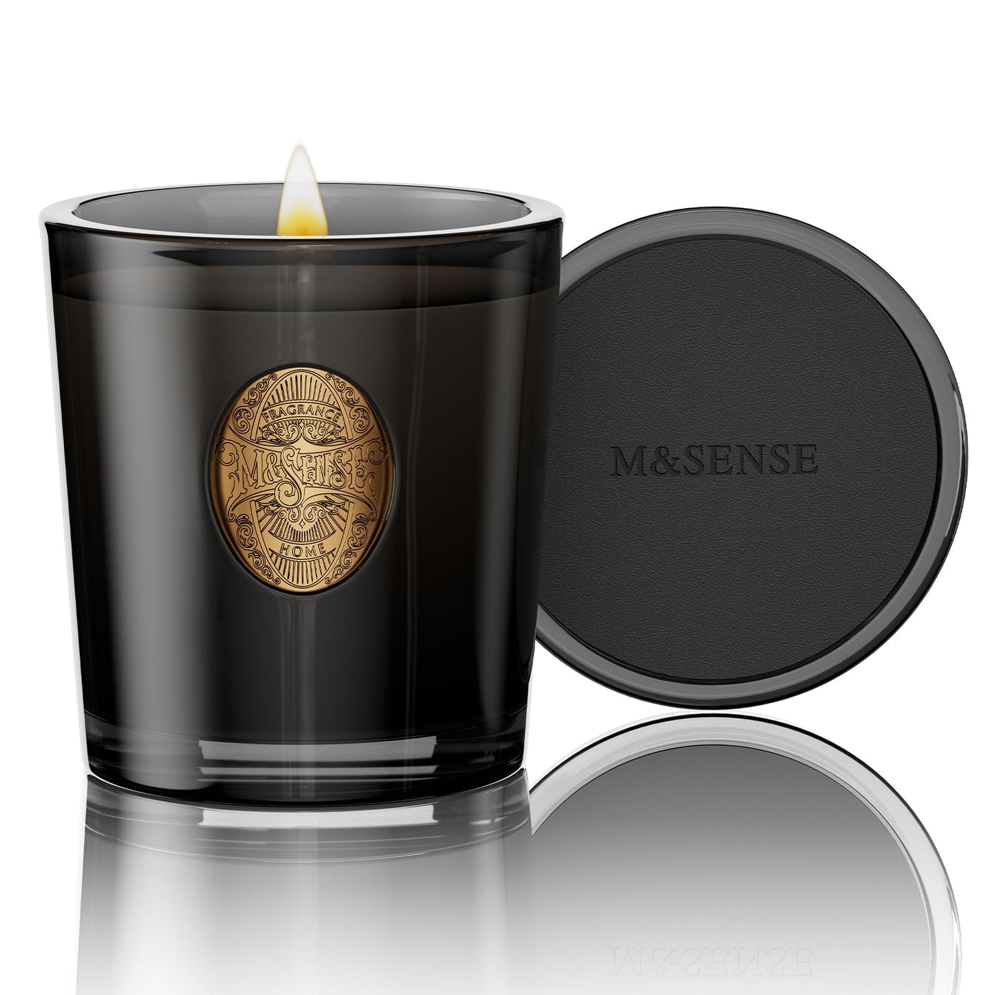 M&SENSE Natural Soy Candle | Crisp Chill & Black | 9.2 oz, 50H Burn Time | Luxury Scented Candle for Him,for Relaxation, Gifting, Home Décor | Ideal for Bedroom, Office, Party Ambiance