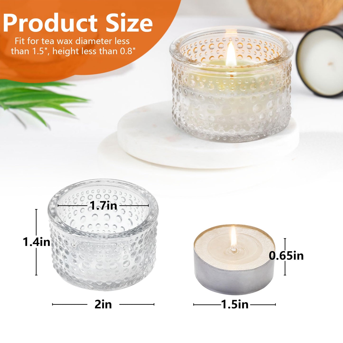 JOYIT Clear Votive Candle Holders Bulk Set of 6, Tealight Candle Holder for Wedding Table Centerpiece, Glass Small Candle Holders for Birthday Party, Valentine's Day, Home Decor (2''X 1.4'')