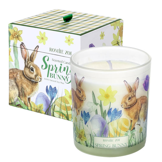 ROMIIE ZOI Easter Scented Candle - 6oz Soy Wax Candle, Sping Bunny, Infused with Garden Bunny Aroma - Gift Box Packaged for Easter Gift