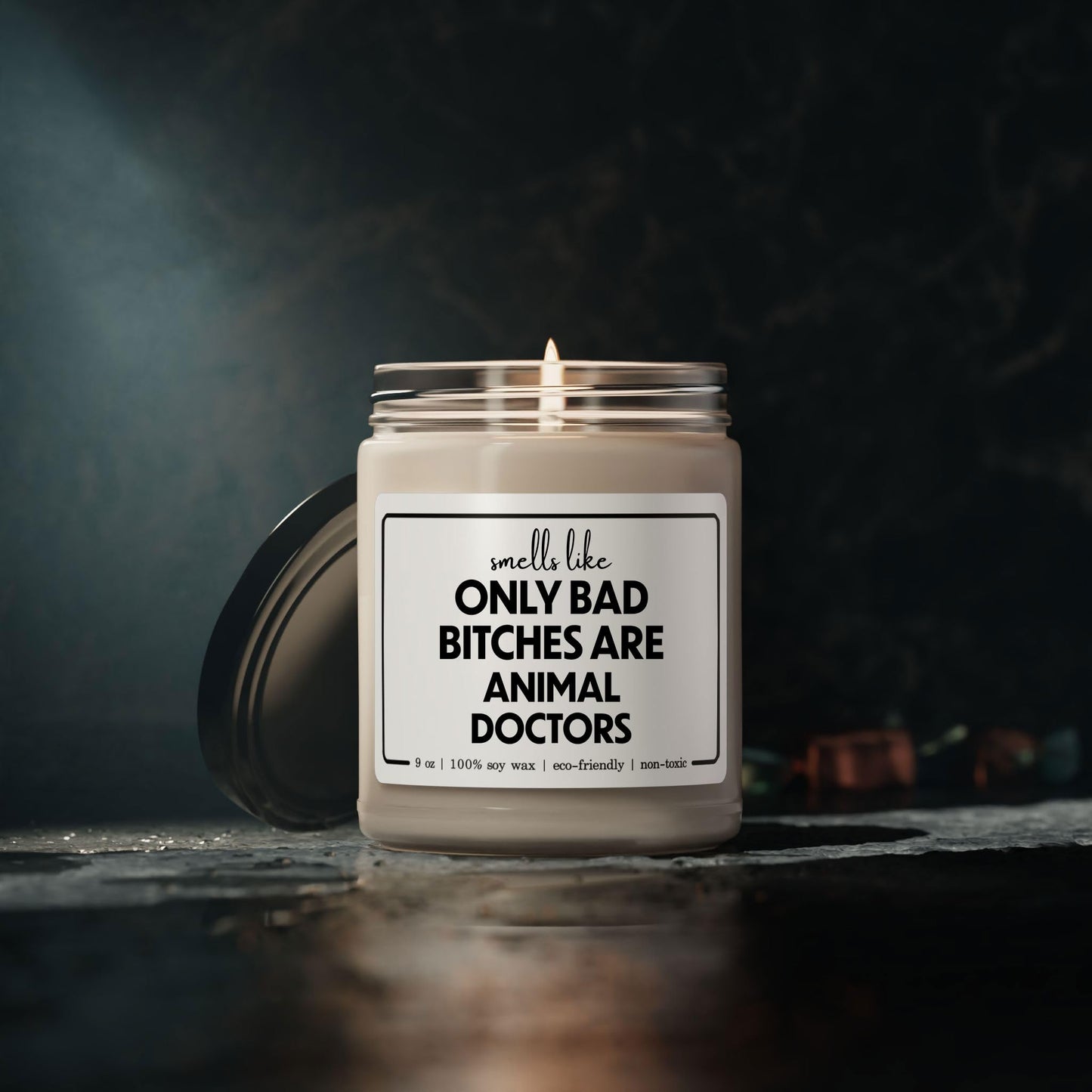 Funny Animal Doctor Candle - Smells Like Only Bad Bitches are Animal Doctors - 9oz Cinnamon Vanilla Sarcastic Gifts for Veterinarian Vet Physician Women Her Appreciation Graduation