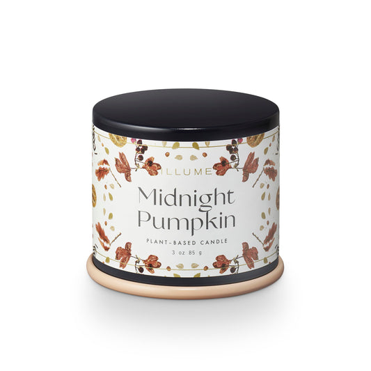 Illume Noble Holiday Collection Midnight Pumpkin Demi Vanity Tin Candle, 3 oz