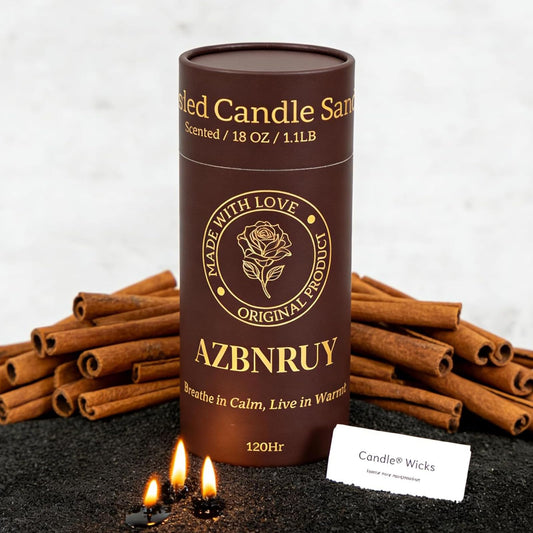Pearled Candles Sand and 30 Wicks 18 Oz-Refillable Cinnamon Scented Pearled Candle Non Toxic Luxury Long Lasting up to 120 Hours-Scented Pearl Powder Wax Sand Candle Beads Kit for Candles Making Black