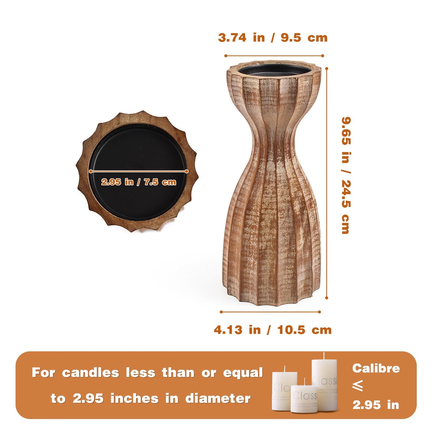 Wood Candle Holders for Pillar Candles Wooden Candlestick Holder Unique Angular Design Home Decer with Solid Wood High-End Retro Farmhouse Style (Retro Wave)