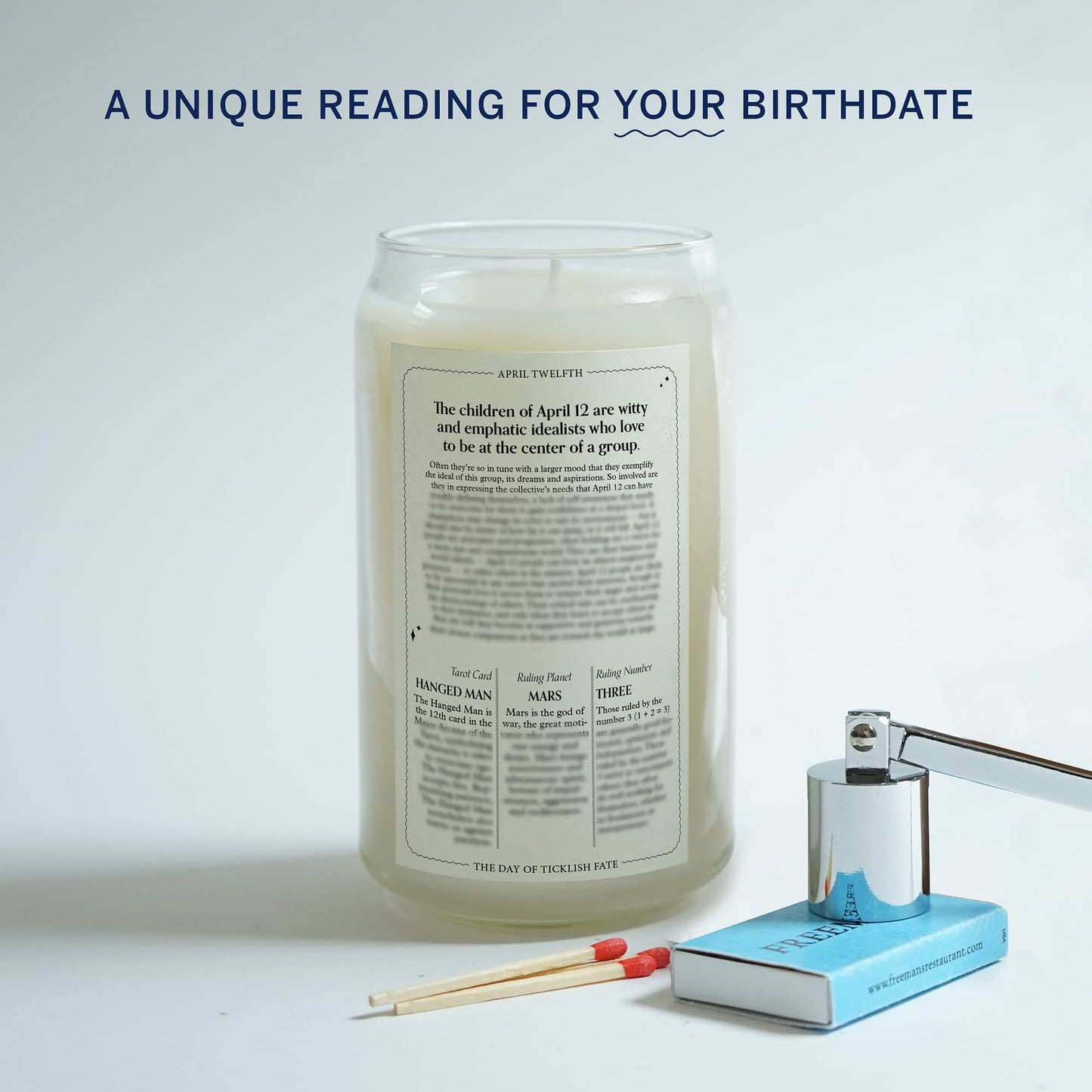 Birthdate Candles, April 12 - Aries Zodiac Scented Candles Birthday Gift - Mint, Geranium & Cedarwood Scent - All-Natural Soy & Coconut Wax, 60-80 Hour Burn Time - Made in USA
