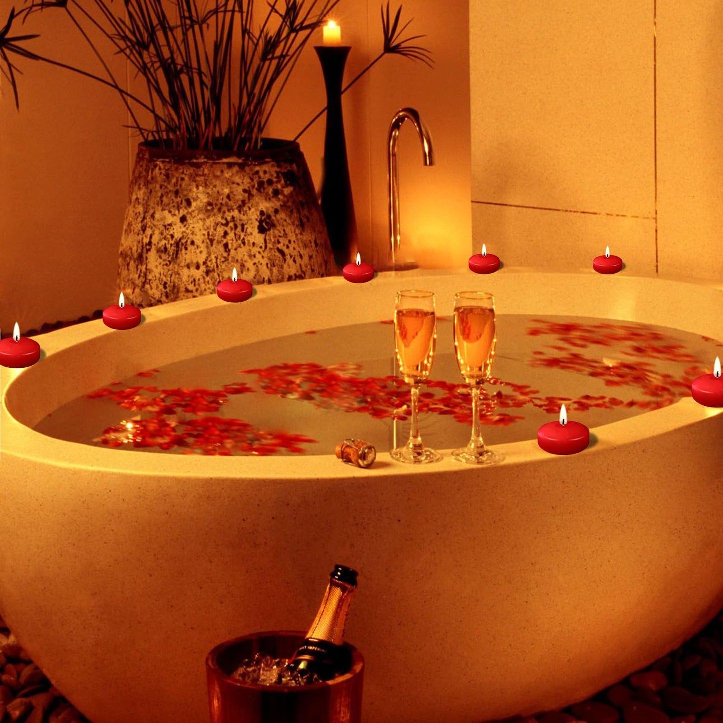 20 Pcs Floating Candles Centerpieces, 1.5 Inch Unscented Floating Candles, Warm Tealights Candles for Wedding, Night, Christmas, Valentine's Day,Home Decor and Party Decoration (Red 20pcs)