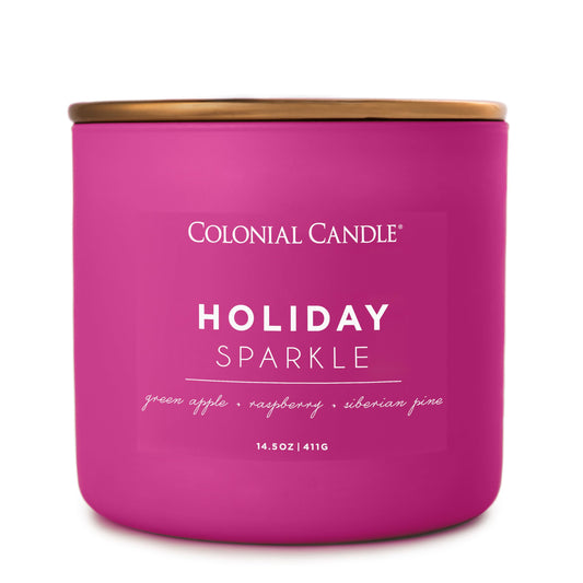 Colonial Candle Holiday Sparkle Scented Jar Candle, Pop of Color Collection, 3 Wick, Purple, 14.5 oz - Up to 60 Hours Burn