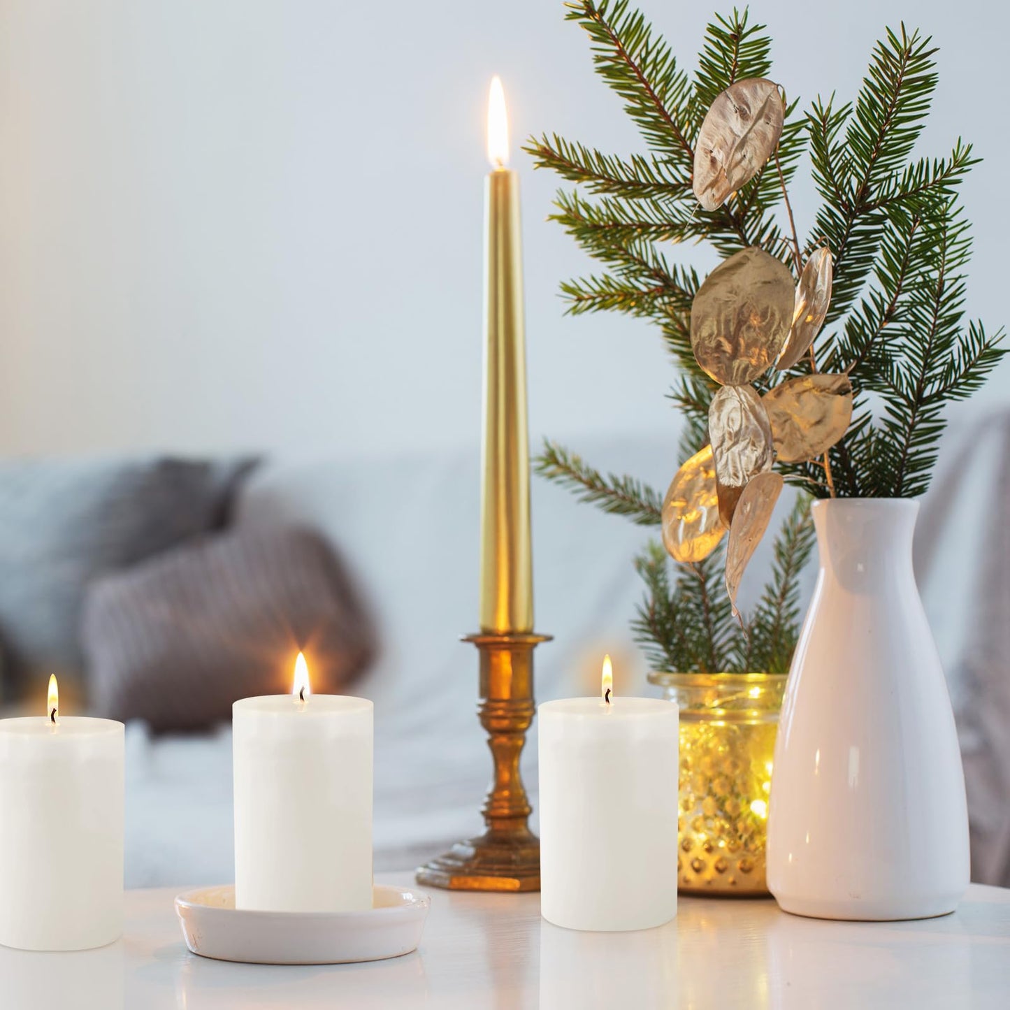 Pillar Candles - 2.75x3.25 inch | 40 Hours Burning, 6 Count - White Unscented Smokeless Premium Chinese Pillar Candles - Perfect for Wedding, Parties, Spas, Home Gatherings and Dinner