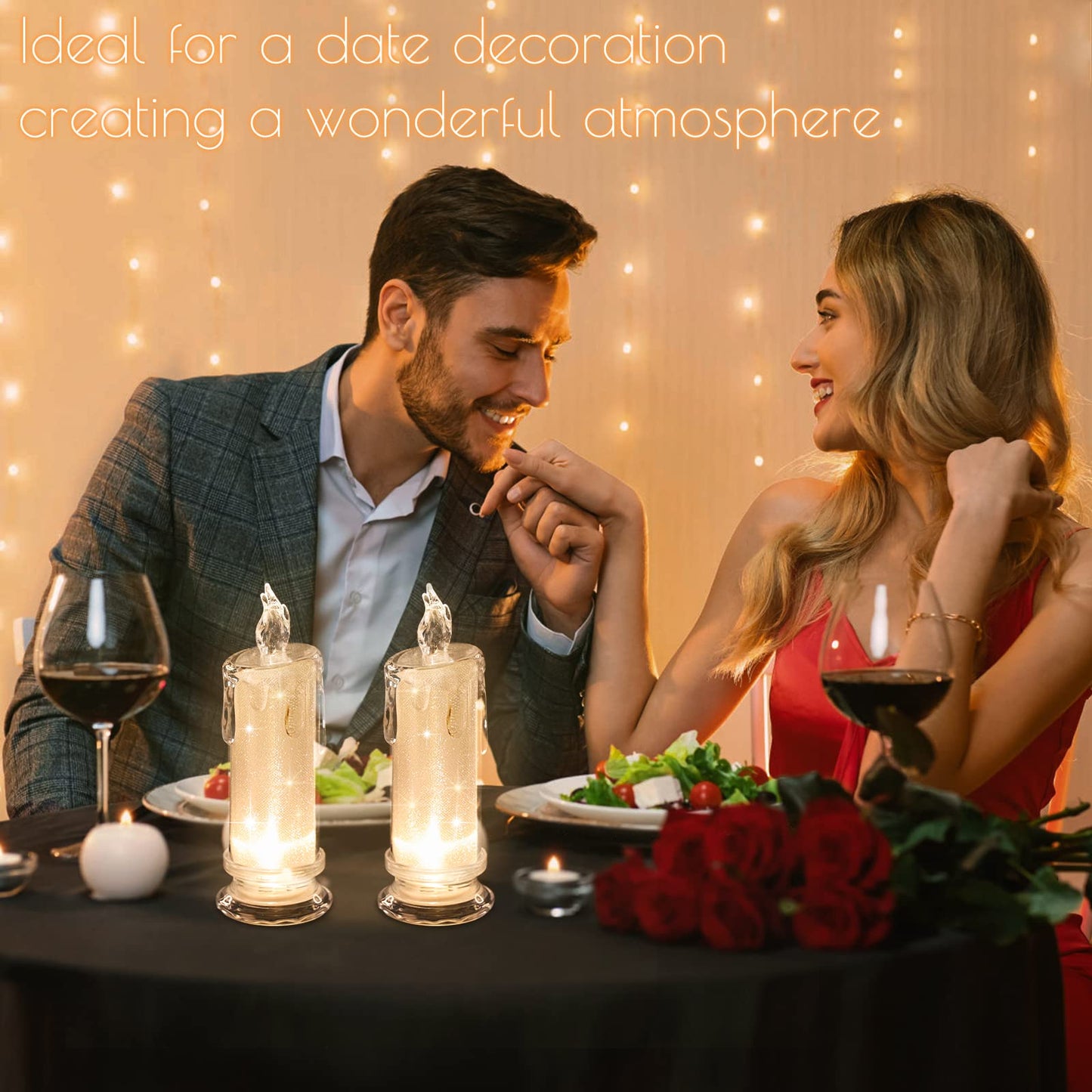 HAIDOLIANG 2 PCS LED Flameless Candles,Fake Candle, Battery Operated Candles/Battery Included for Valentine Bedroom Birthday Wedding Christmas Decorations Home Decor