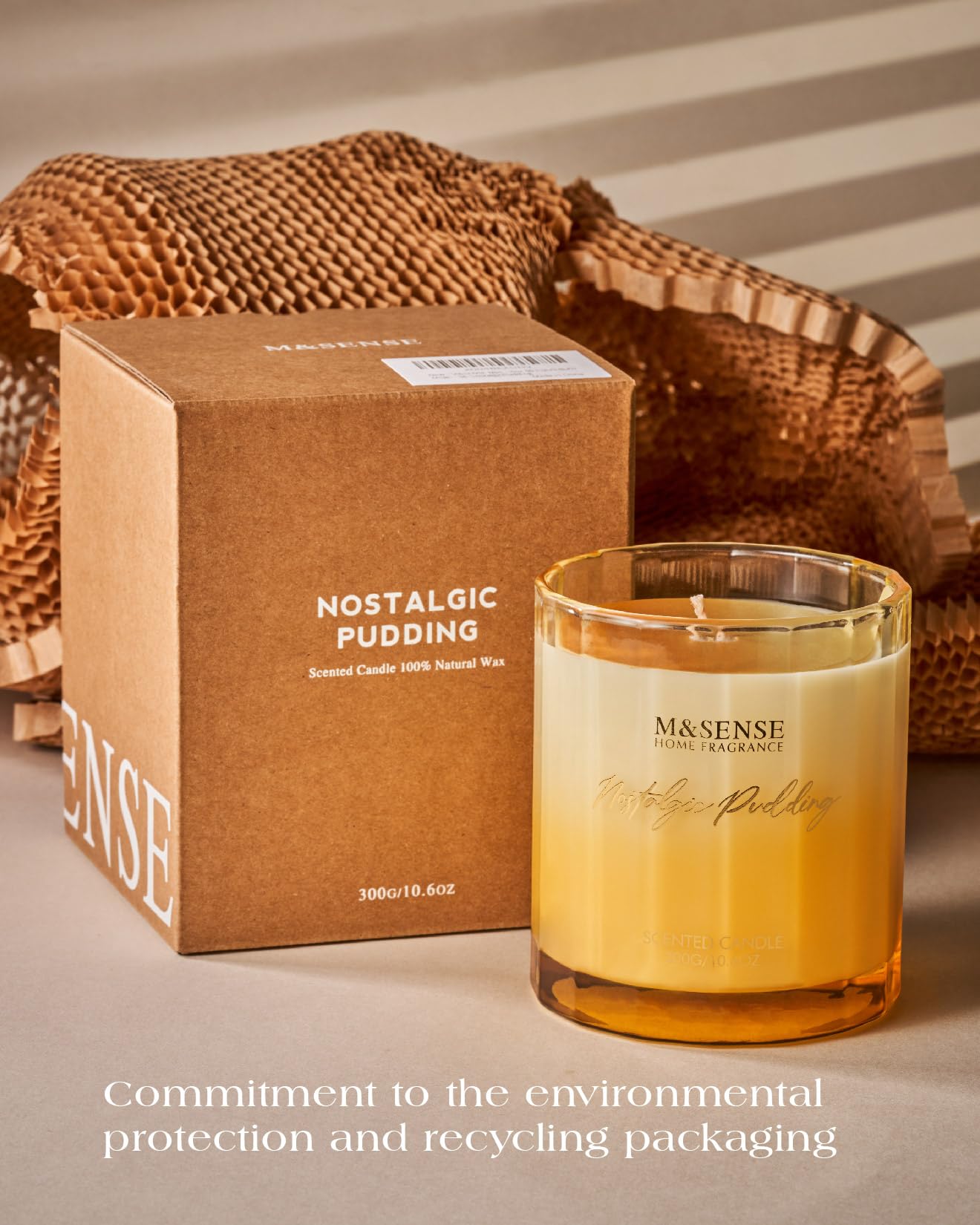 M&SENSE Sandalwood Patchouli Scented Candle - 10.6oz Natural Soy Wax 60-Hour Long Lasting Burn Time Non Toxic Strong Woody Scented Candle for Men Women