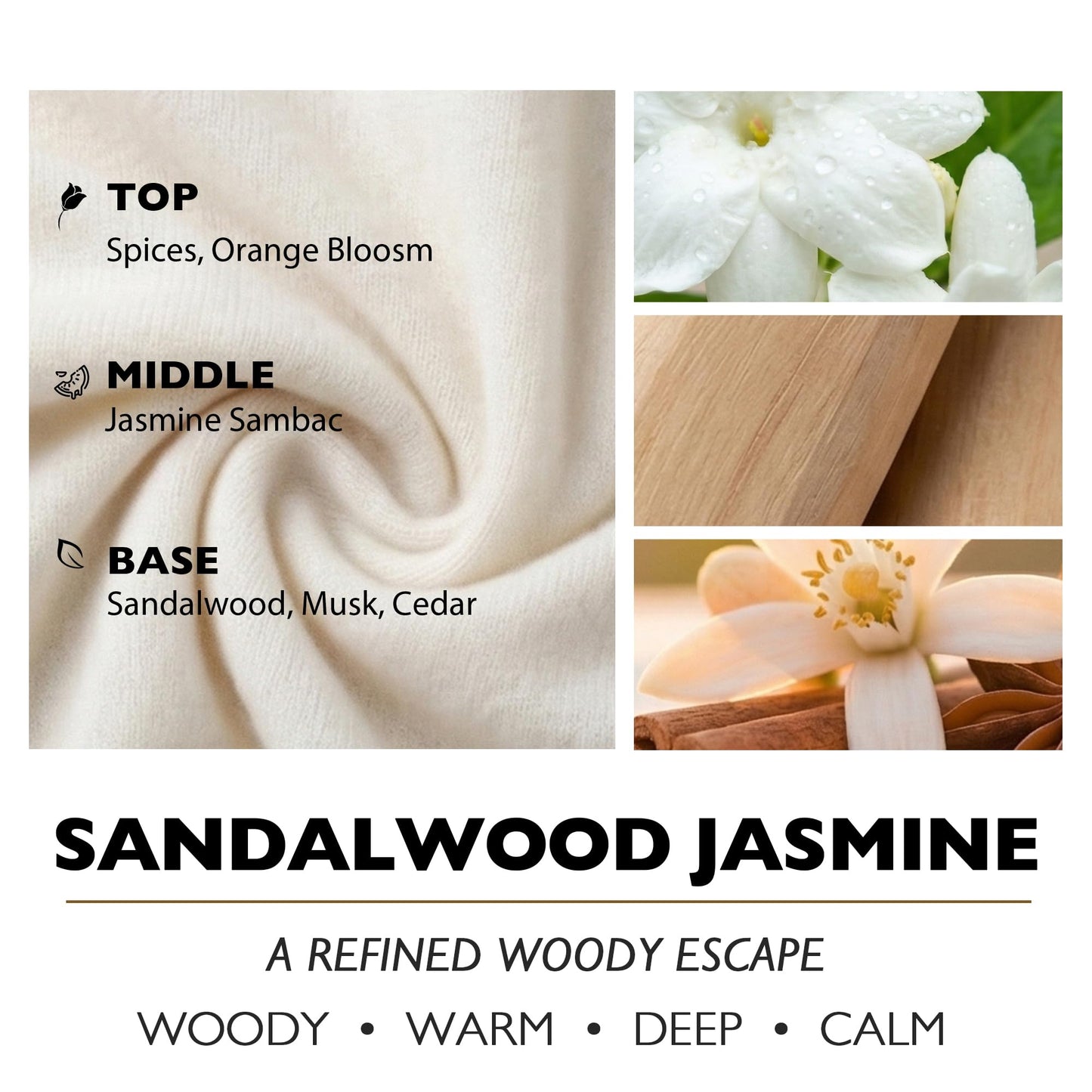 HomeLights Soy Wax Candles for Home Scented, 4-Wick Candles in Sandalwood Jasmine Scented, Industrial Chic Aromatherapy Candles Gift for Parties, Relaxing, 18oz