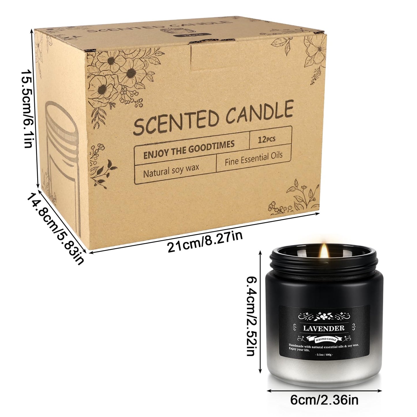 CLTNIKET 12-Pack Scented Candles Set - Men Candles for Home Scented, 3.5oz Soy Wax, Long Lasting Candle, Soy Candle Gifts Set for Men, Birthday, Valentine, Christmas, Anniversary Present