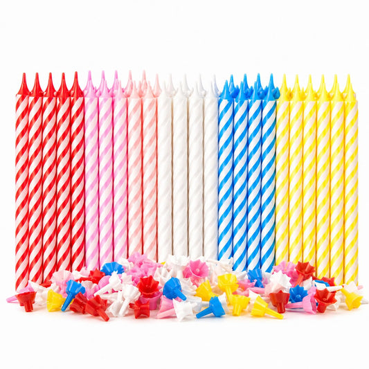 Cwise 280-Count Birthday Candles Bulk Pack with Holders – Spiral Cake & Cupcake Candles – Multicolor Slim Party Candles – Colorful Cake Decorations